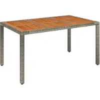 vidaXL Table de jardin avec plateau en bois Gris 150x90x75 cm Poly rotin