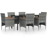 vidaXL Ensemble de jardin 7 pièces avec coussins Gris et noir