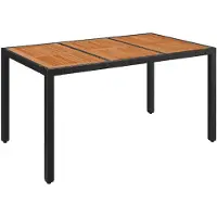 vidaXL Table de jardin avec plateau en bois noir 150x90x75 cm Poly rotin