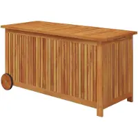 vidaXL Coffre de jardin avec roulettes 113x50x58 cm bois massif acacia