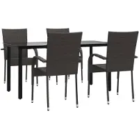 vidaXL Ensemble de jardin 5 pièces brun poly rotin