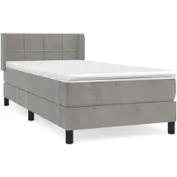 vidaXL Lit boxspring avec matelas gris clair 90x200 cm velours