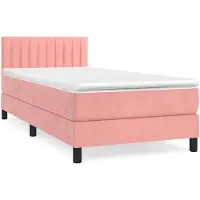 vidaXL Lit boxspring avec matelas rose 80x200 cm velours