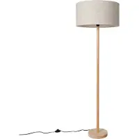 QAZQA Lampadaire rustique en bois avec abat-jour brun clair - Mels
