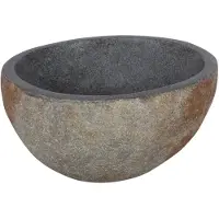 Differnz Lavabo Nusa Ø35-39 x 15 cm - Vasque à poser en pierre naturelle sans trop-plein - Vasque ronde évier - Accessoires salle de bain - Gris