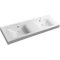 Sapho Nadja - Double lavabo 1500x500 mm, avec trop-plein, trous pour robinetterie, blanc 68154
