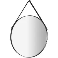Sapho ORBITER miroir rond avec bande en cuir, ø 50cm, noir mat