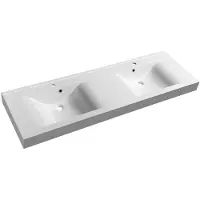 Hak Sapho Nadja - Double lavabo 1600x500 mm, avec trop-plein, trous pour robinetterie, blanc 68164