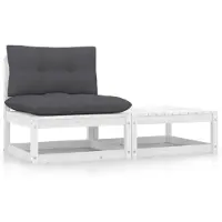 vidaXL Ensemble salon de jardin 2 pièces avec coussins blanc pin massif