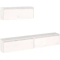 vidaXL Ensemble de meubles TV en 3 parties Pin massif blanc