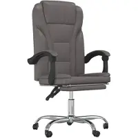 vidaXL Chaise de bureau avec fonction couchage Gris Similicuir