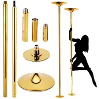 Auxfun Poteau de danse Static et Spinning Gold