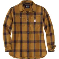 Carhartt Twill Plaid Loose Fit Long Sleeve Shirt Jaune S Femme