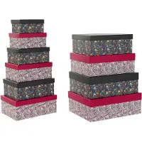 DKD Home Decor Jeu De Caisses De Rangement Empilables Dkd Home Decor Carrã Fleurs Carton