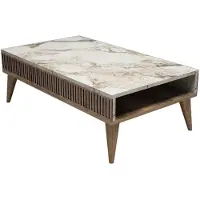 Skye Decor , Milan - Walnut, White Marble, tables basses, noyer, 105 x 34,6 x 60 cm