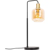 QAZQA Lampe de table design noire avec verre laiton et ambré - Zuzanna