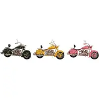 DKD Home Decor figurine décorative 28 x 10 x 16 cm rose moto vert jaune vintage (3 pièces)