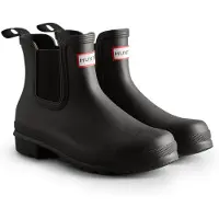 Hunter Orig al Tri Color Logo Femmes Caoutchouc Chelsea Bottes Noir - 5 Royaume-Uni - 38 EU - 7 US / Noir