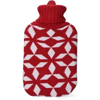 EDM Bouillotte Rouge Blanc Laine (2 L) (2 l, Bouillotte avec housse)
