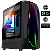 SPIRIT OF GAMER Boitier Moyen Tour Atx Infinity RGB Avec Panneaux Vitrés (Noir) (ATX, mATX, Mini-ITX), Boîtier PC, Noir