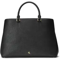 Ralph Lauren pour femme. 431898556005 Sac cartable Hanna grand en cuir noir (OSFA), Casuel
