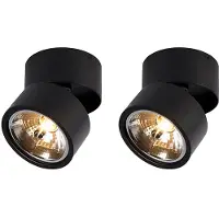 QAZQA Lot de 2 spots modernes noirs ronds orientables - Go Nine