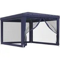 vidaXL Tente de réception avec 4 parois latérales en maille bleue 3x4 m HDPE