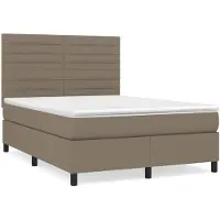 vidaXL Lit boxspring avec matelas Taupe 140x190 cm Tissu