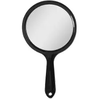 Uniq Miroir à main rond double face noir - Miroir de maquillage avec grossissement x2, diamètre 14,5 cm