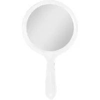 Uniq Miroir à main rond double face, blanc - Miroir de maquillage de 14,5 cm avec grossissement x2