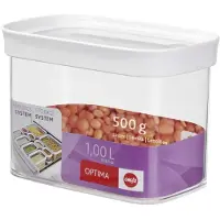 EMSA 3er Set Stapelbare Vorratsdose für Trockenvorräte, Volumen 1.0 Liter, Rechteckig, Weiß/Transparent, Optima 513557 x3