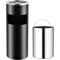 vidaXL Cendrier sur pied 30 L acier noir