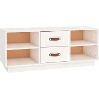 vidaXL Armoire TV Blanc 100x34x40 cm Pin massif
