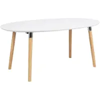 Ebuy24 Belle Table de salle à manger 100 x 170/270 cm avec 2 pl. supplémentaires en blanc avec pieds Pincon, ferrure chromée.