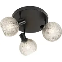 QAZQA Spot design noir avec verre fumé 3 lumières rond - Chico