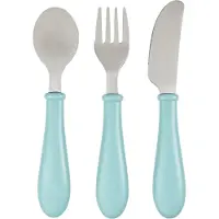 Beaba Ensemble de couverts Béaba bleu vert clair en métal - 3 pièces
