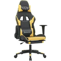 vidaXL Chaise de jeu avec repose-pieds Noir et or similicuir