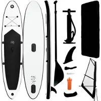 vidaXL SUP-Board gonflable avec voile Set noir et blanc