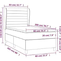 vidaXL Lit boxspring avec matelas bleu 80x200 cm Tissu