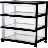 Iris Boîte de rangement 3x 34,0 l transparente, noire 60,0 x 41,0 x 59,0 cm (60 cm)