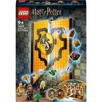 LEGO 76412 Harry Potter : Bannière de la maison Poufsouffle, Salle commune du château de Poudlard ou tableau mural, jouet de collection idéal pour les voyages, avec 3 figurines miniatures