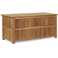 Yes Coffre de rangement en bois d'acacia, modèle Noemi, dimensions 130 x 55 x 59 cm, finition naturelle huilée, aspect bois de parquet