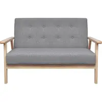 vidaXL Canapé à 2 places Tissu Gris clair