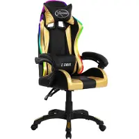 vidaXL Fauteuil de jeux vidéo avec LED RVB Doré et noir Similicuir
