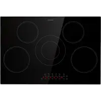 Klarstein Plaque vitrocéramique, cuisinière 5 feux, table de cuisson 8200 W, table de cuisson encastrable moderne, table de cuisson électrique, fonction Boost, table de cuisson vitrocéramique 80 cm