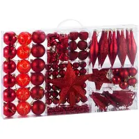 Casaria Lot de 102 boules et décorations de Noël rouge pour sapin