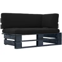 vidaXL Canapé d'angle de jardin en palettes Noir Bois de pin imprégné