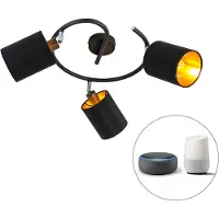 QAZQA Plafonnier intelligent moderne noir avec 3 ampoules WiFi B35 - Lofty