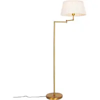 QAZQA Lampadaire bronze avec abat-jour plissé blanc et bras réglable - Ladas Deluxe