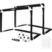 VirtuFit Set de buts de football pour enfants 2 buts avec 2 ballons Pompe 92 x 64 cm